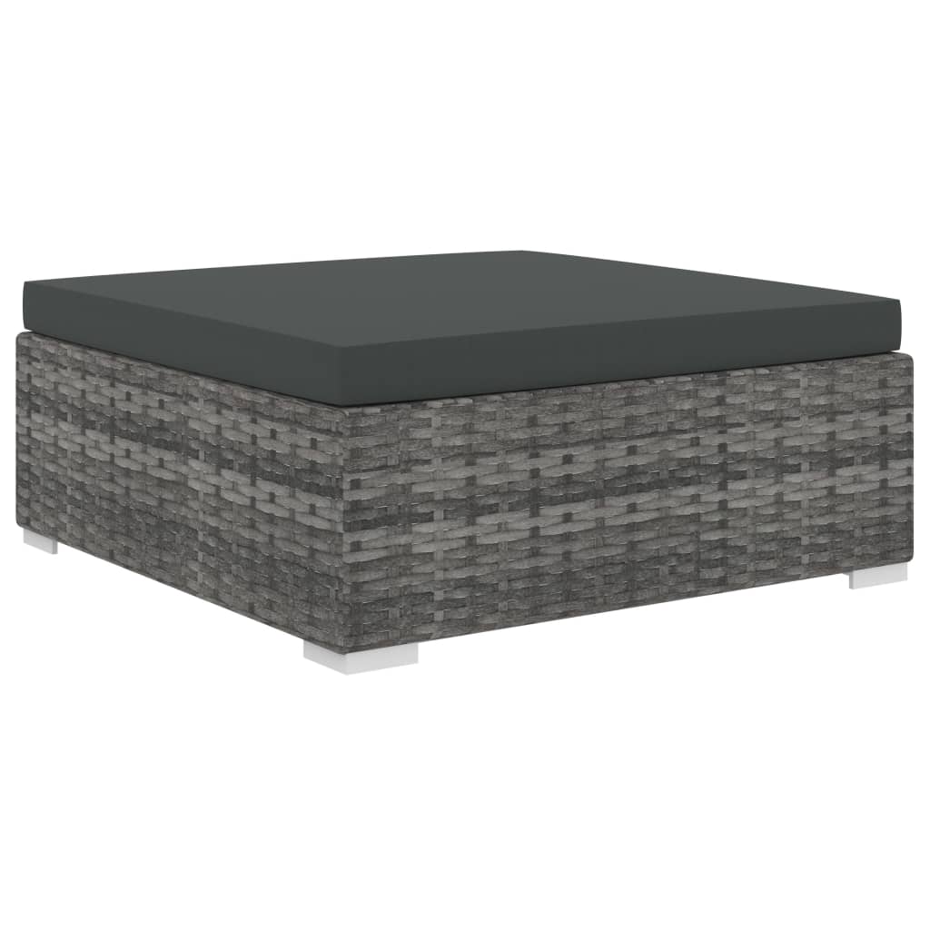 Set de muebles de jardín 10 pzas y cojines ratán sintético gris