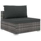 Set de muebles de jardín 10 pzas y cojines ratán sintético gris