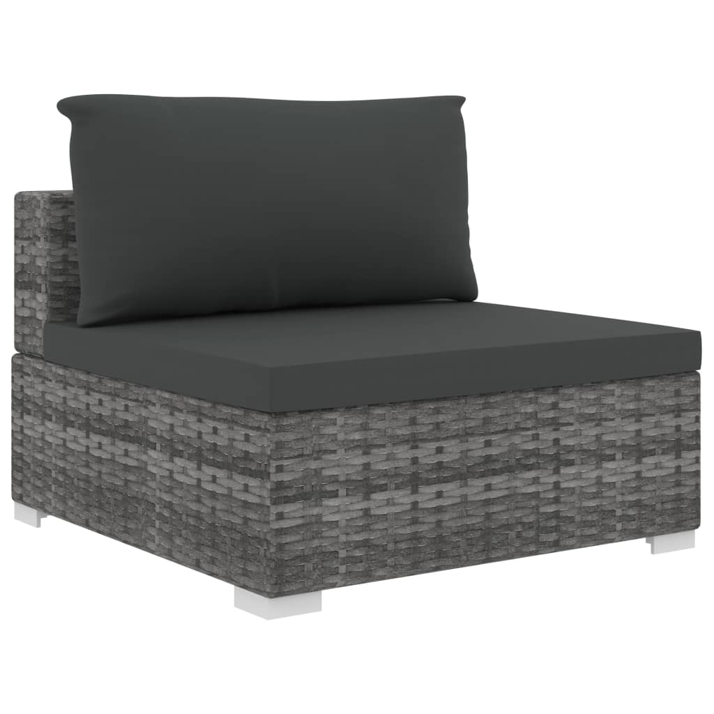 Set de muebles de jardín 10 pzas y cojines ratán sintético gris