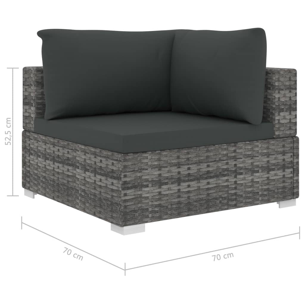 Set de muebles de jardín 10 pzas y cojines ratán sintético gris