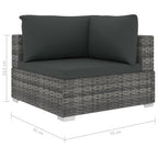 Set de muebles de jardín 10 pzas y cojines ratán sintético gris