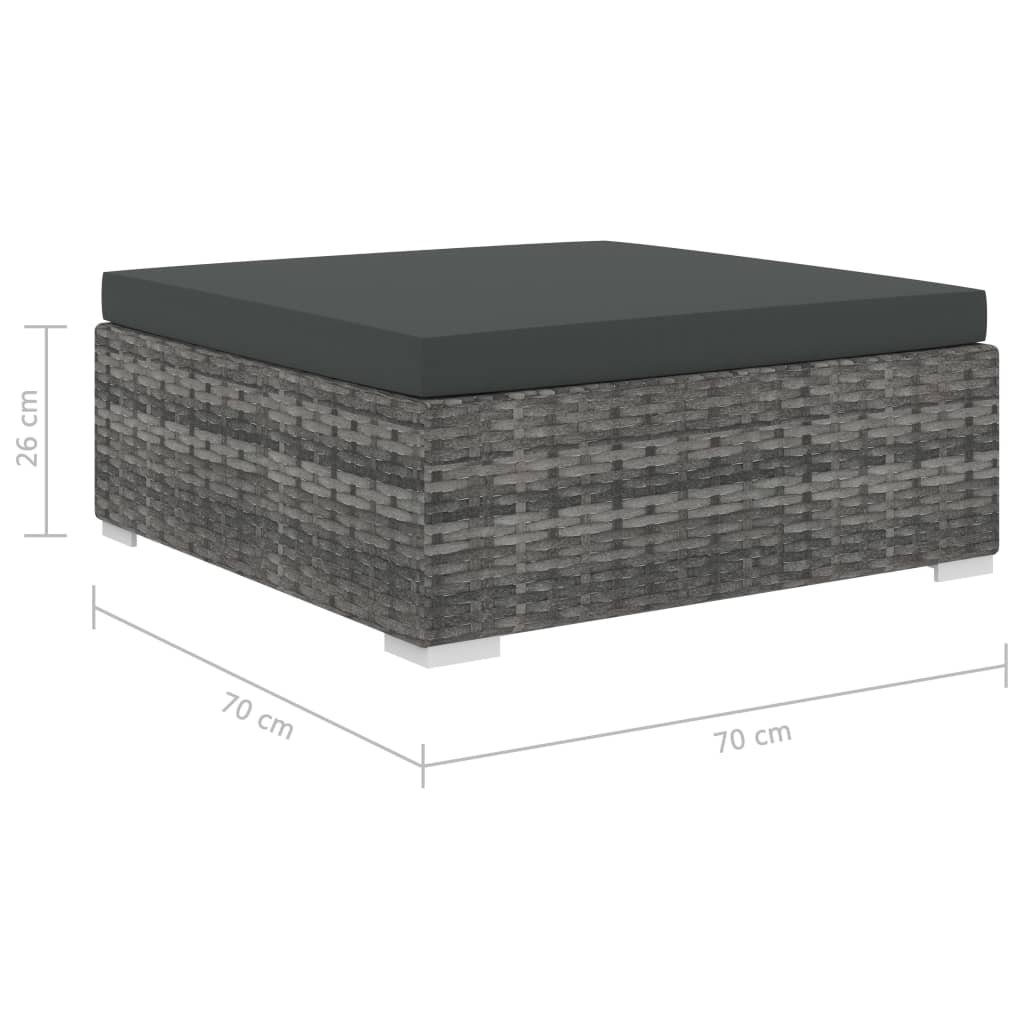 Set de muebles de jardín 10 pzas y cojines ratán sintético gris