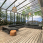 11-piece garden furniture set with cushions, synthetic rattan, black