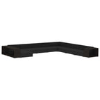 Muebles de jardín de 11 piezas con cojines ratán sintético negro