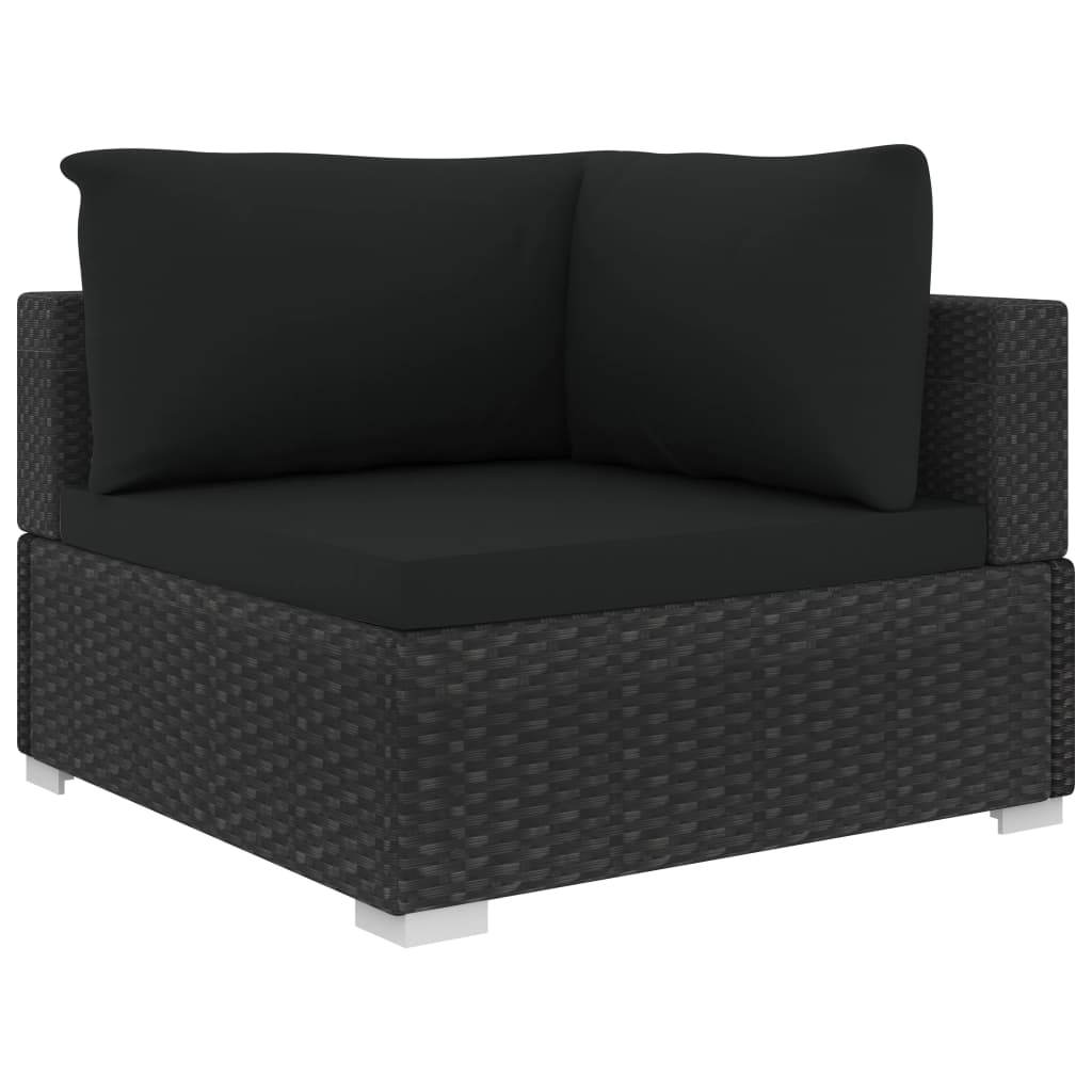 Muebles de jardín de 11 piezas con cojines ratán sintético negro