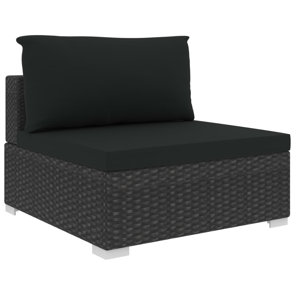 Muebles de jardín de 11 piezas con cojines ratán sintético negro