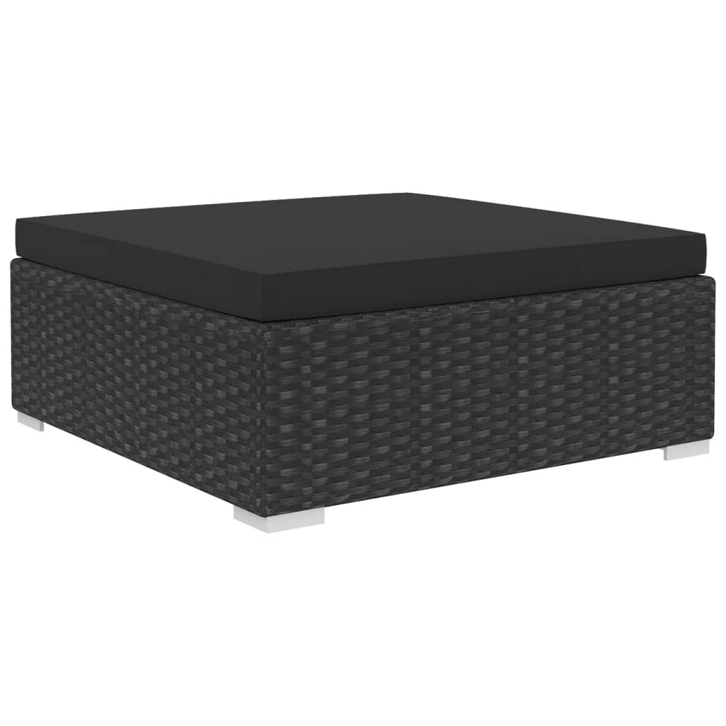 Muebles de jardín de 11 piezas con cojines ratán sintético negro