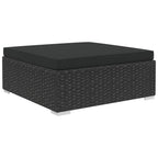 Muebles de jardín de 11 piezas con cojines ratán sintético negro