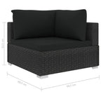 Muebles de jardín de 11 piezas con cojines ratán sintético negro
