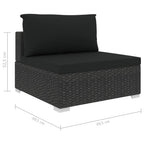 Muebles de jardín de 11 piezas con cojines ratán sintético negro