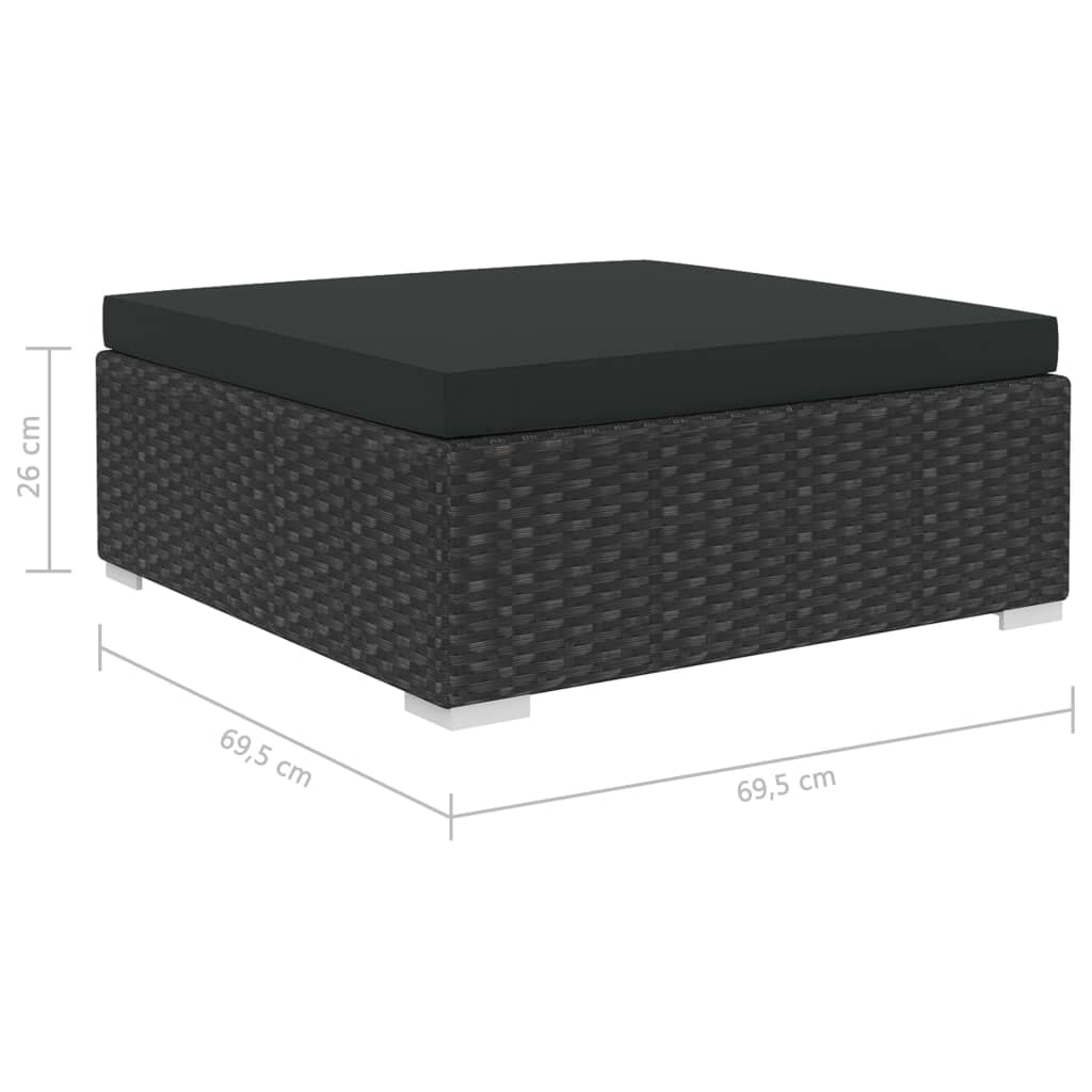 Muebles de jardín de 11 piezas con cojines ratán sintético negro