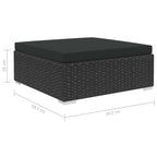 Muebles de jardín de 11 piezas con cojines ratán sintético negro