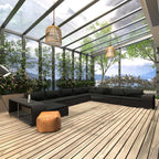 Muebles de jardín de 11 piezas con cojines ratán sintético negro