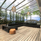 11-piece garden furniture set with cushions, synthetic rattan, black