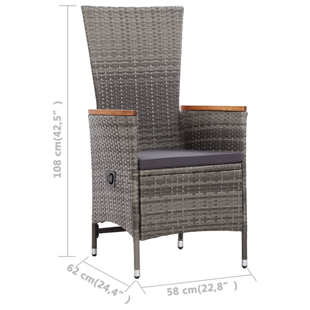 Set de comedor de jardín y cojines 7 pzas ratán sintético gris