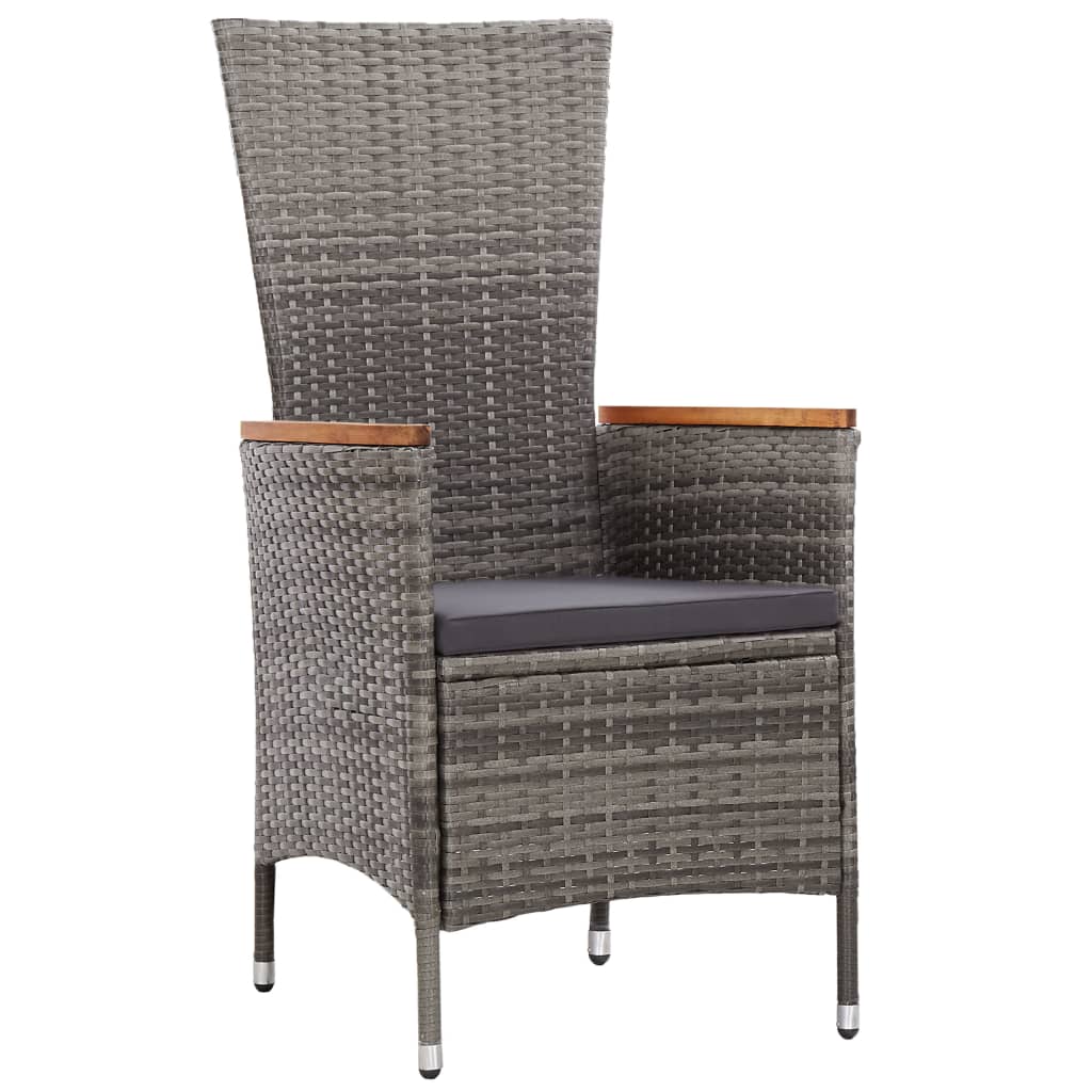 Set de comedor de jardín y cojines 7 pzas ratán sintético gris