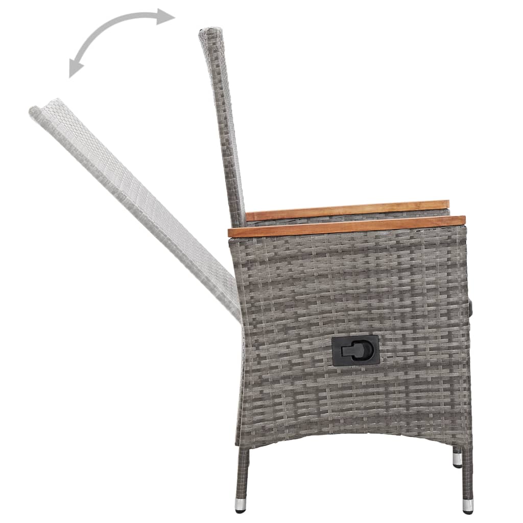 Set de comedor de jardín y cojines 7 pzas ratán sintético gris