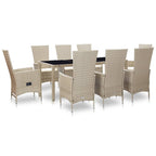 Set comedor de jardín 7 piezas ratán sintético y madera negro