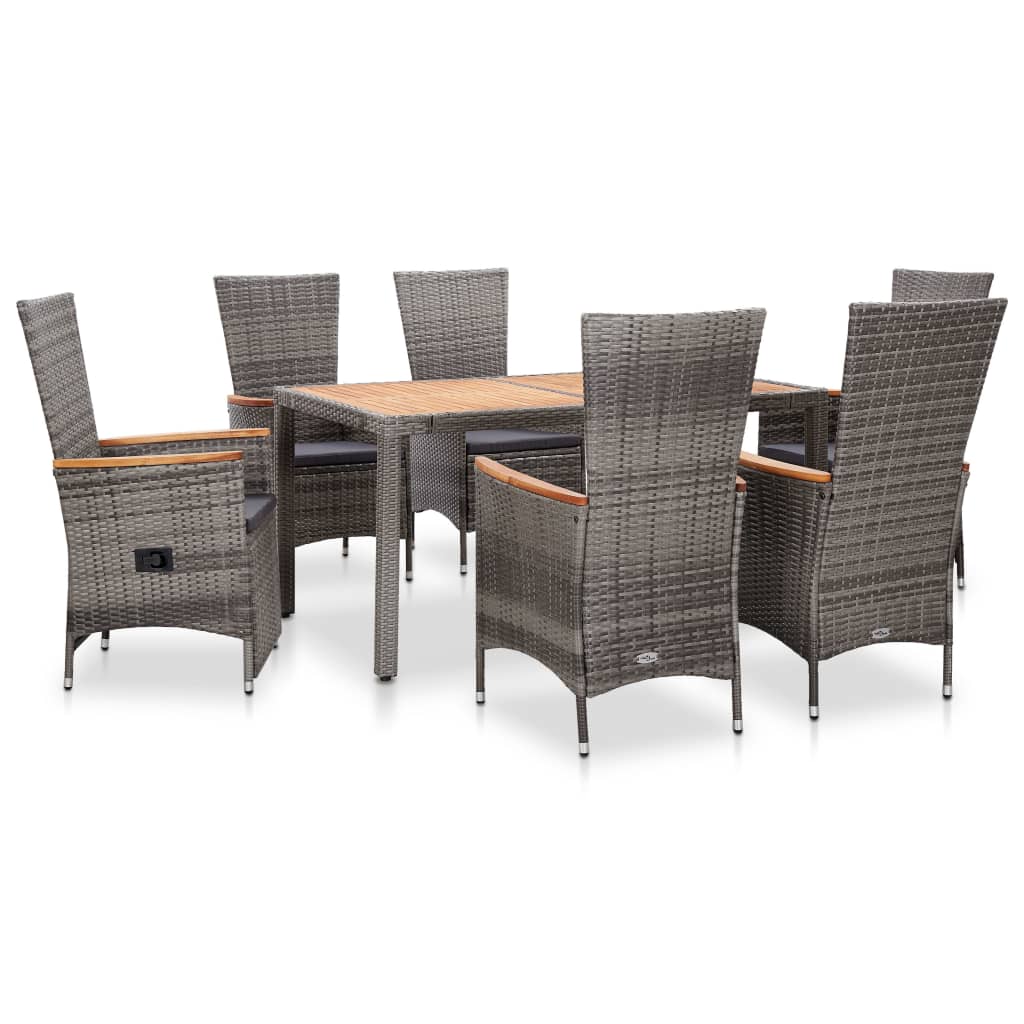 Mesa de jantar de jardim 9 peças e almofadas de vime sintético preto
