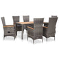 Set comedor de jardín 9 piezas y cojines ratán sintético negro