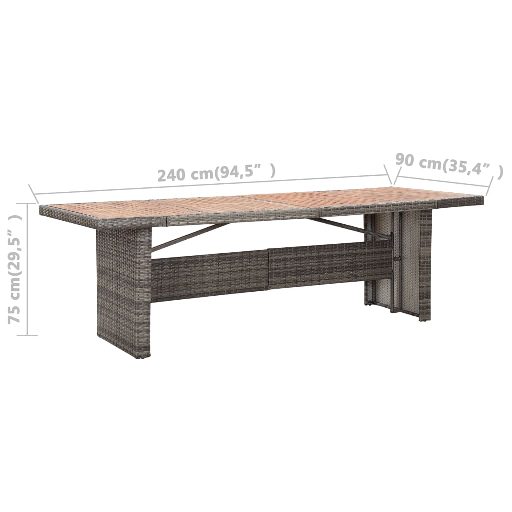 Set de comedor de jardín 9 pzas y cojines ratán sintético gris