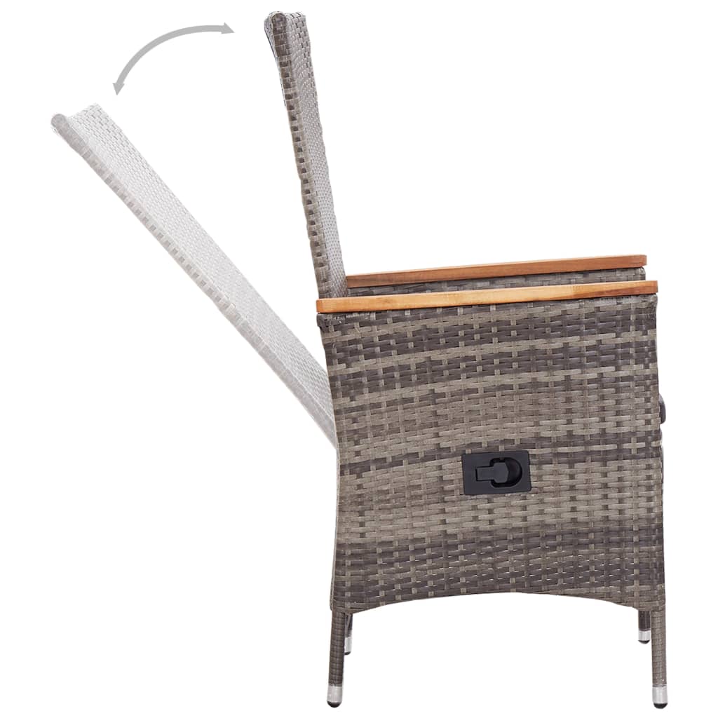 Set de comedor de jardín 9 pzas y cojines ratán sintético gris