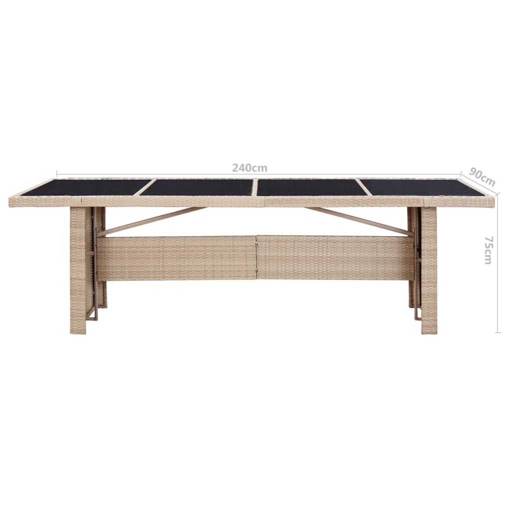 Set comedor de jardín 9 piezas y cojines ratán sintético beige