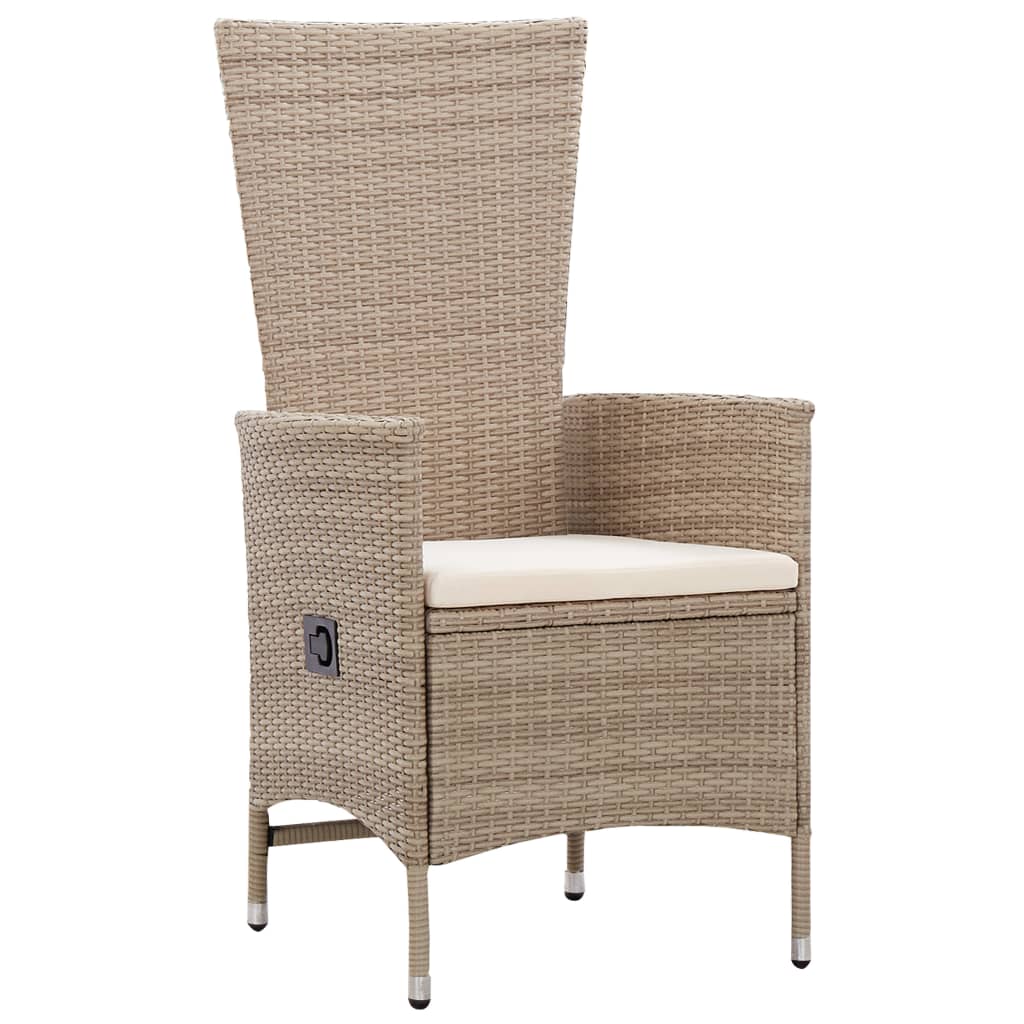 Set comedor de jardín 9 piezas y cojines ratán sintético beige