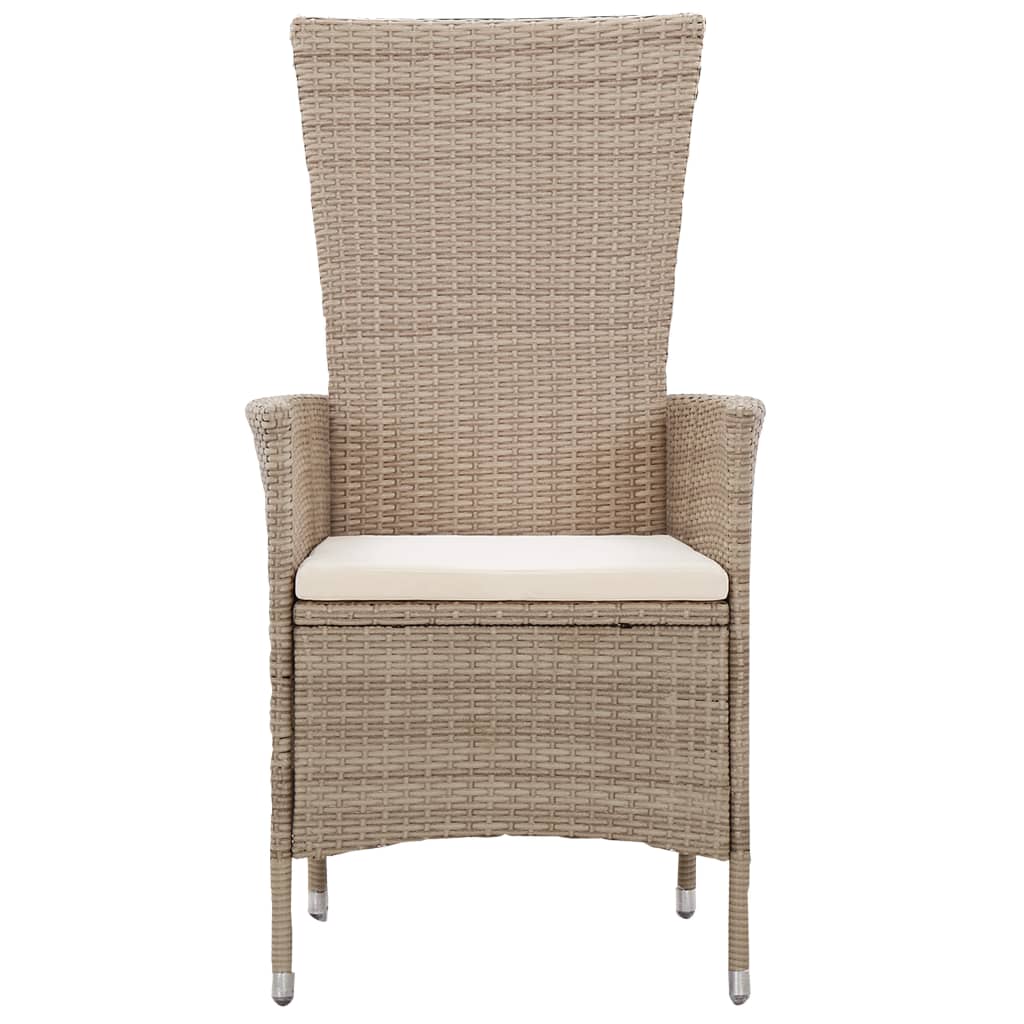 Set comedor de jardín 9 piezas y cojines ratán sintético beige