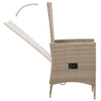 Set comedor de jardín 9 piezas y cojines ratán sintético beige