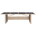 Set comedor de jardín 9 piezas y cojines ratán sintético beige