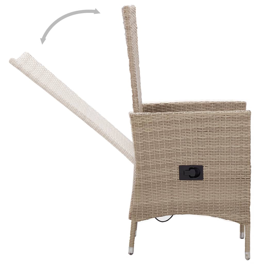Sillas de jardín 2 unidades con cojines ratán sintético beige