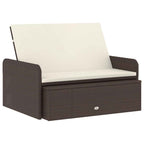 Set muebles de jardín 2 piezas y cojines ratán sintético marrón