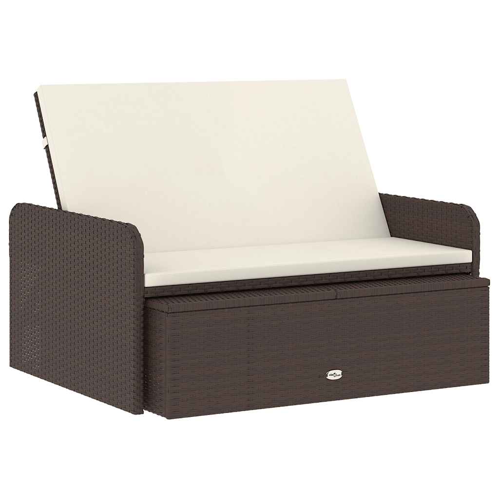 Set muebles de jardín 2 piezas y cojines ratán sintético marrón