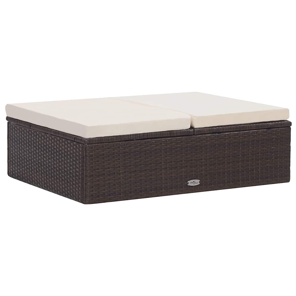 Set muebles de jardín 2 piezas y cojines ratán sintético marrón