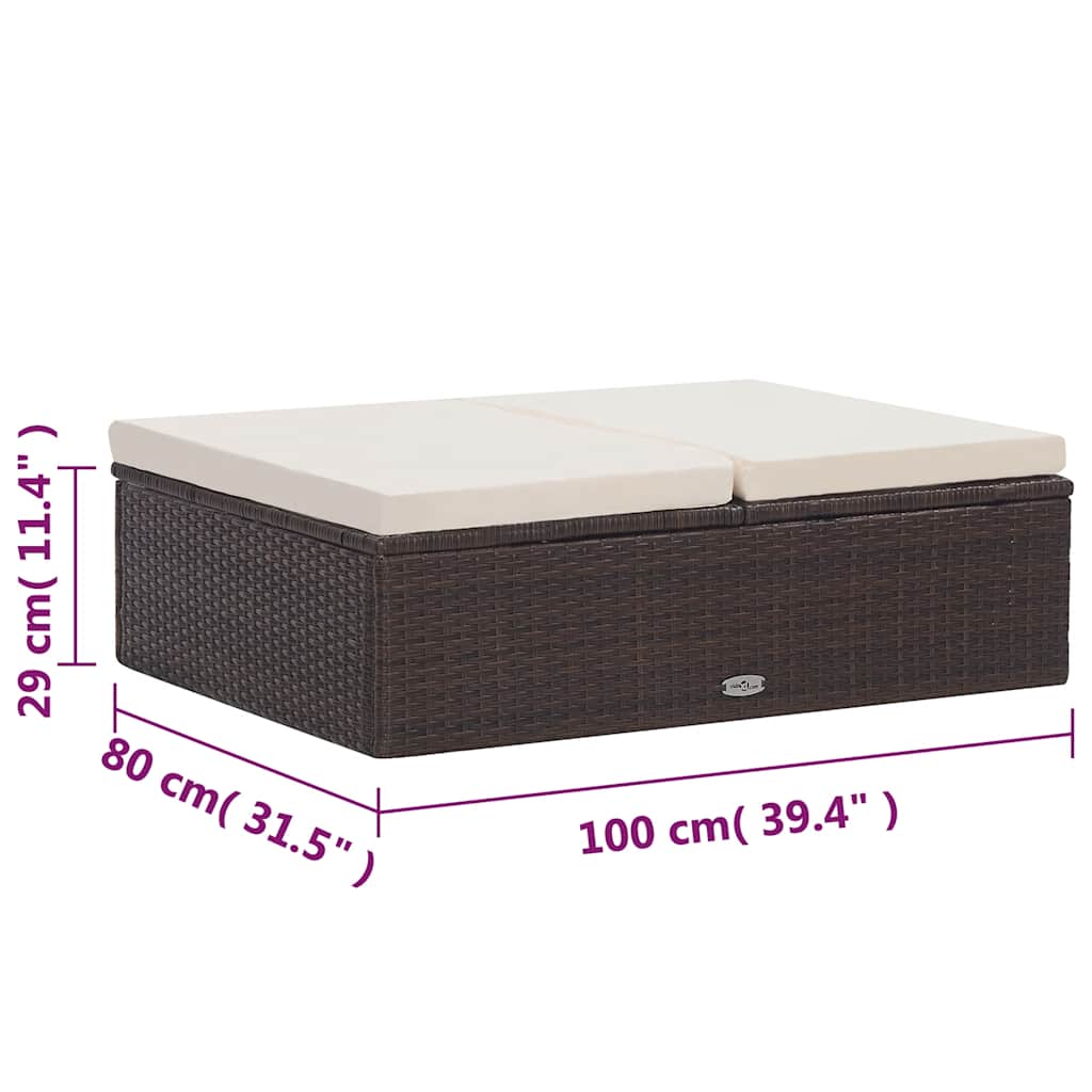 Set muebles de jardín 2 piezas y cojines ratán sintético marrón