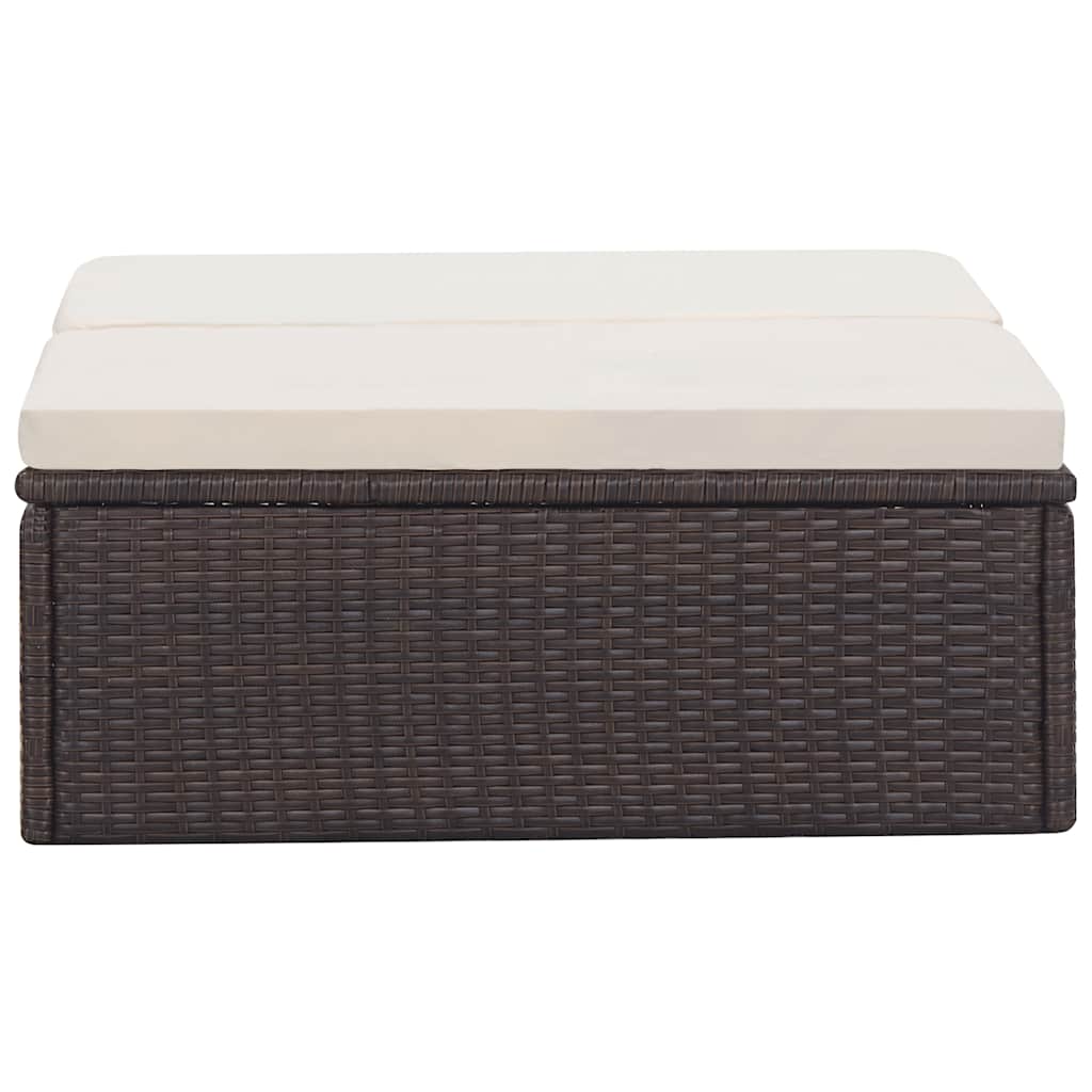 Set muebles de jardín 2 piezas y cojines ratán sintético marrón