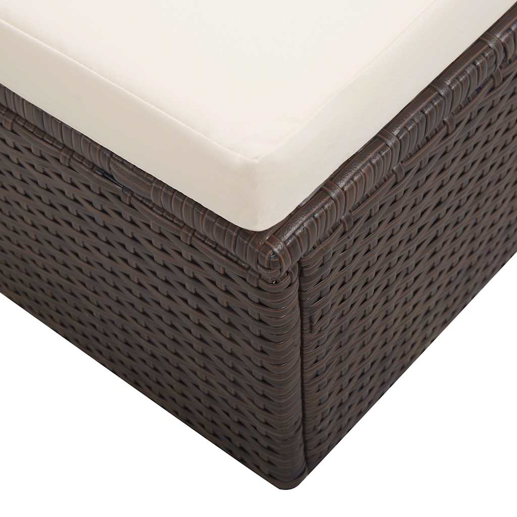 Set muebles de jardín 2 piezas y cojines ratán sintético marrón