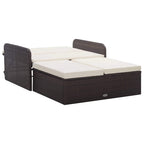 Set muebles de jardín 2 piezas y cojines ratán sintético marrón