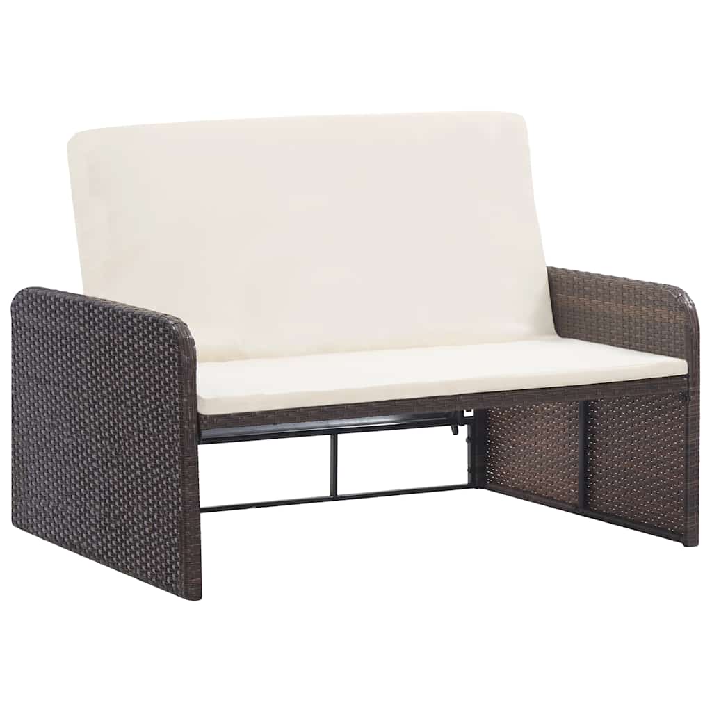 Set muebles de jardín 2 piezas y cojines ratán sintético marrón