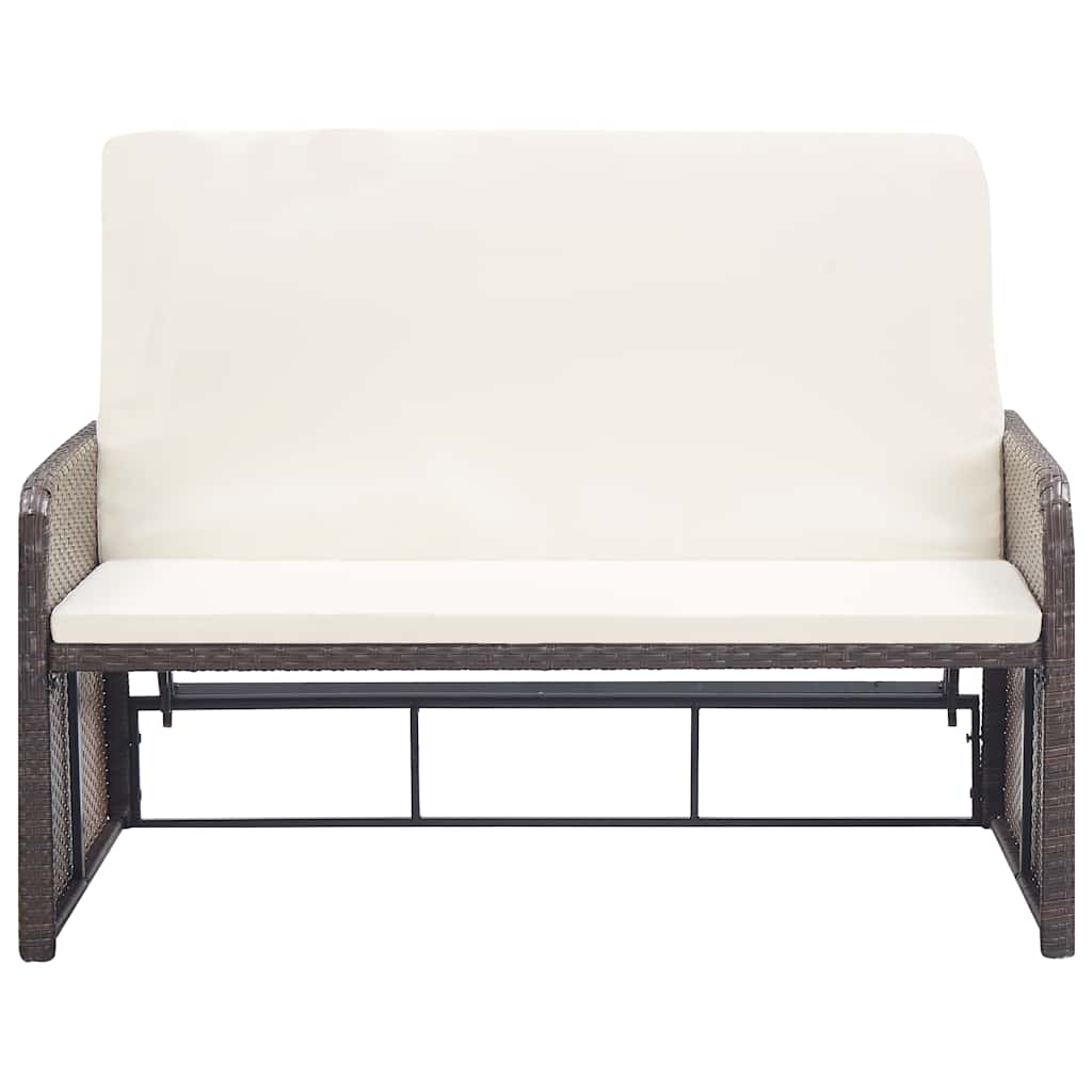 Set muebles de jardín 2 piezas y cojines ratán sintético marrón