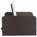 Set muebles de jardín 2 piezas y cojines ratán sintético marrón