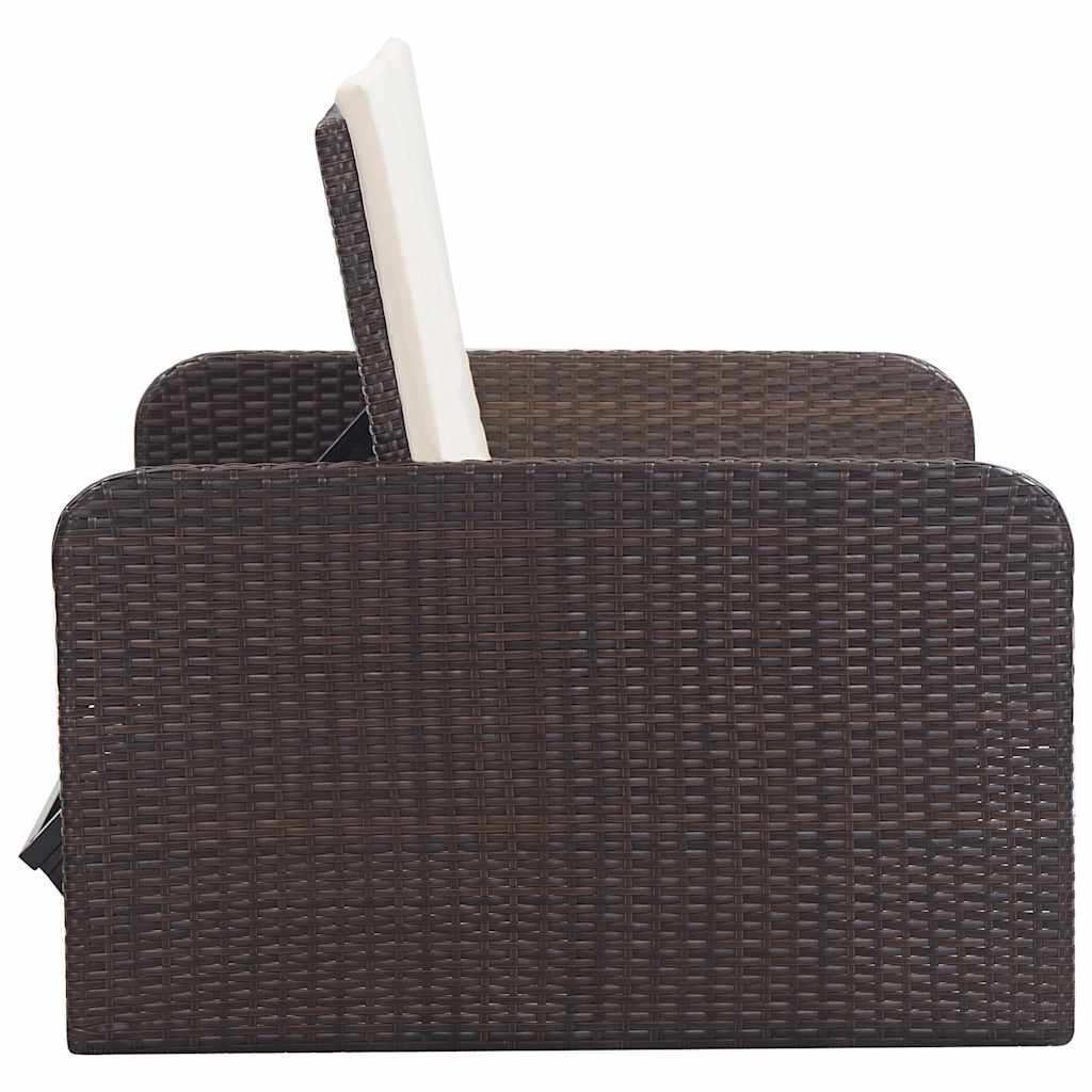 Set muebles de jardín 2 piezas y cojines ratán sintético marrón