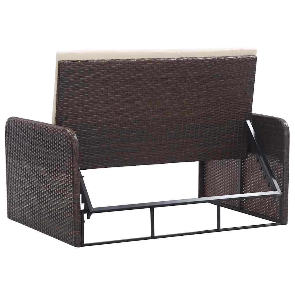 Set muebles de jardín 2 piezas y cojines ratán sintético marrón