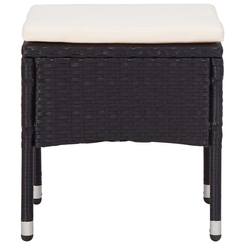 Set comedor jardín 5 pzas ratán sintético y madera acacia negro