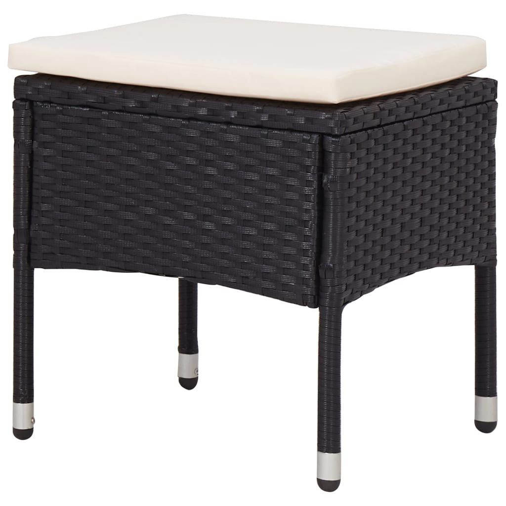 Set comedor jardín 5 pzas ratán sintético y madera acacia negro