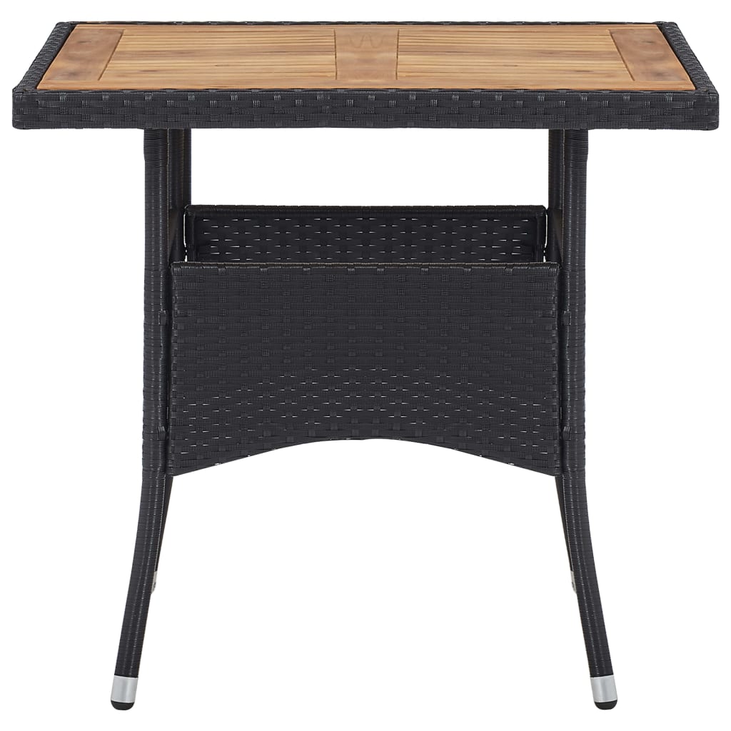 Set comedor jardín 5 pzas ratán sintético y madera acacia negro