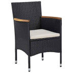 Set comedor jardín 5 pzas ratán sintético y madera acacia negro