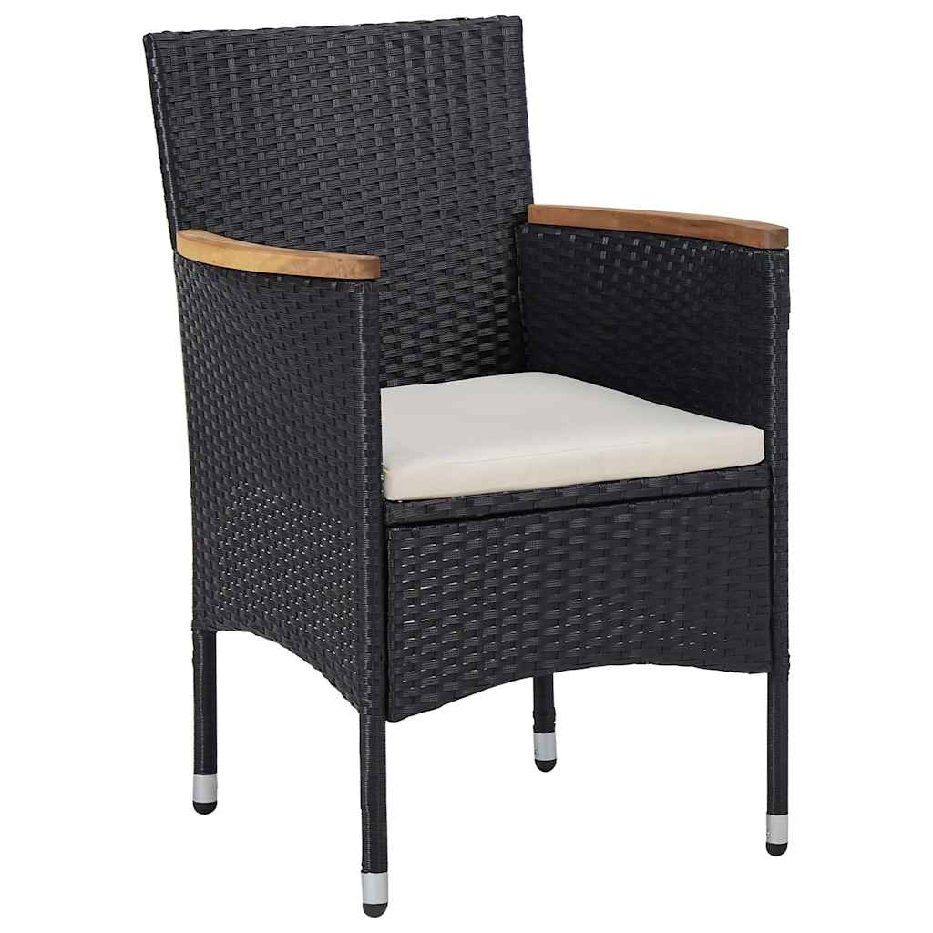 Set comedor jardín 5 pzas ratán sintético y madera acacia negro