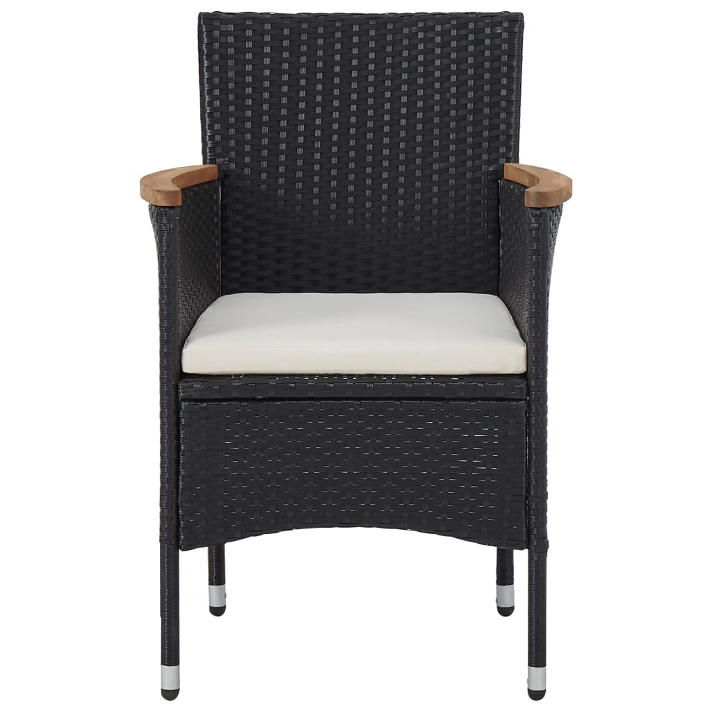 Set comedor jardín 5 pzas ratán sintético y madera acacia negro